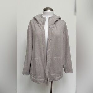 PURE JILL Fleece Cardigan in Taupe